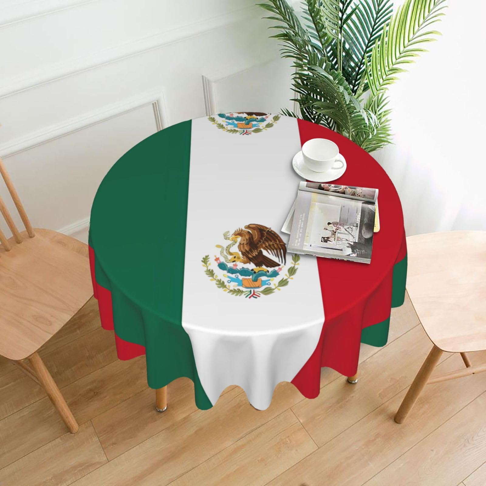 WHJSSF Flag of Mexico Prints Round Decorative Table Throw 60 Inch – Waterproof Table Cover for Dining, Coffee Tables, and Outdoor Events