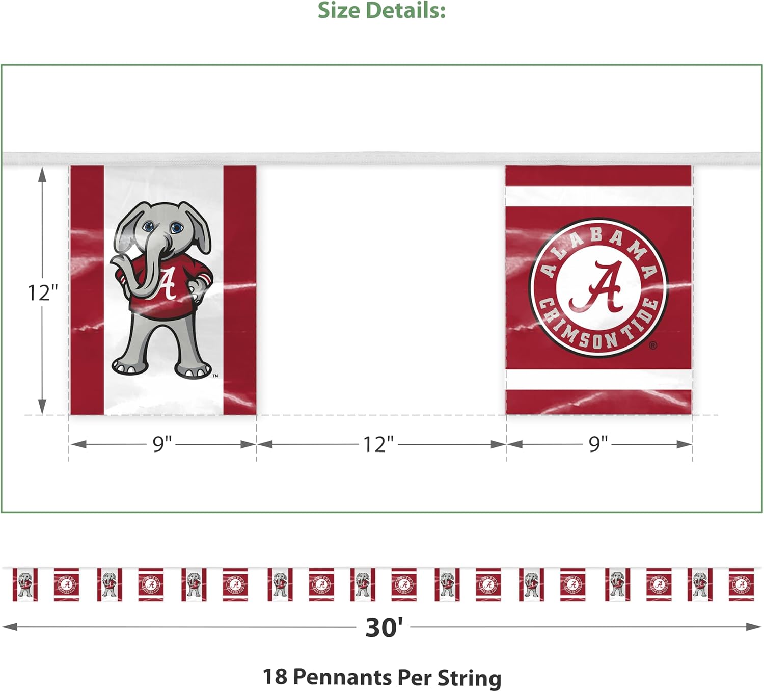 AGAS 30' Alabama Football Party Decorations, Circle Logo with Cartoon Al Flag Party Supplies, Alabama Graduation Ceremony Décor - Image 2