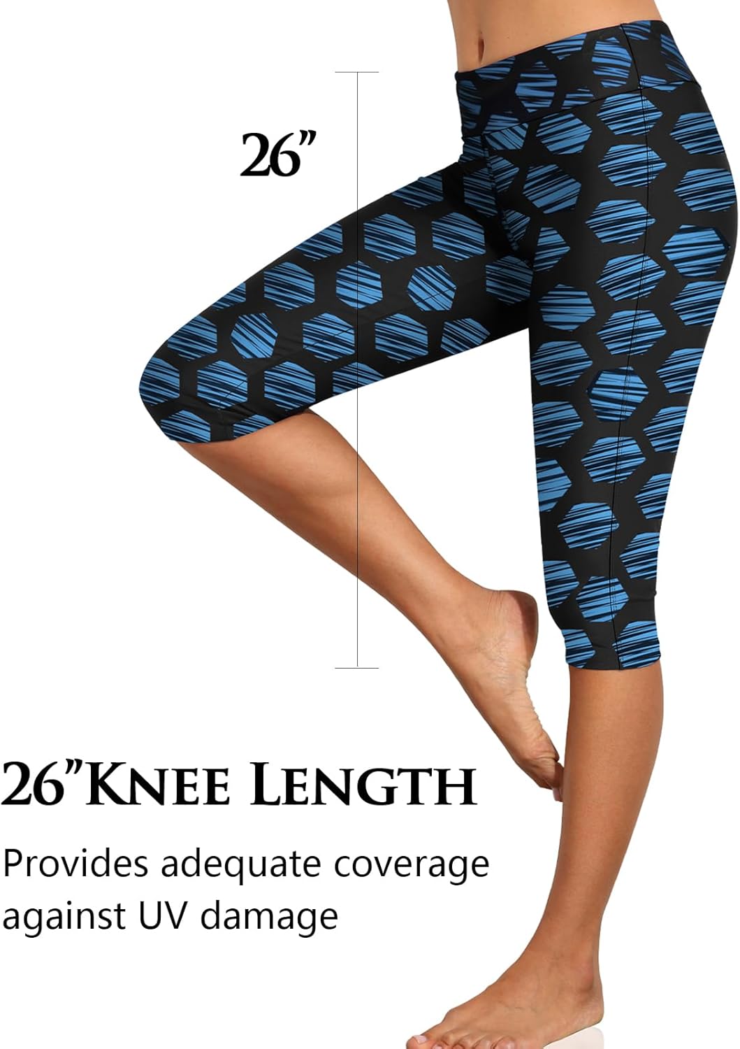 Septangle Women's Swim Bottom Mid Waist UPF 50+ Swimwear Rash Guard Sport Leggings