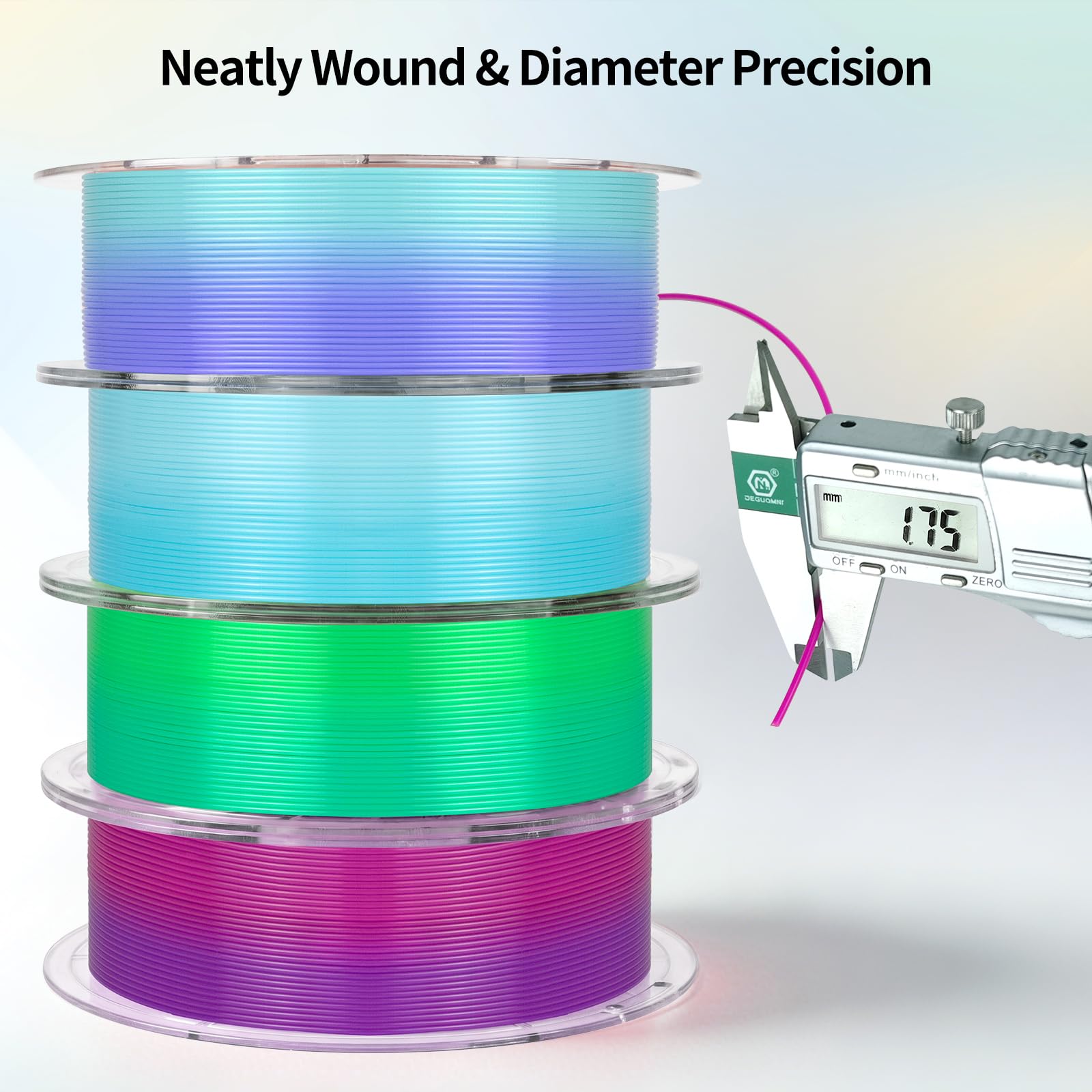 IEMAI Filament PETG de 1,75 mm, dégradé de violet vers blanc, filament haute vitesse pour imprimante 3D, 1 kg (poids d'écran 1,2 kg), translucide, polyéthylène téréphtalate glycol