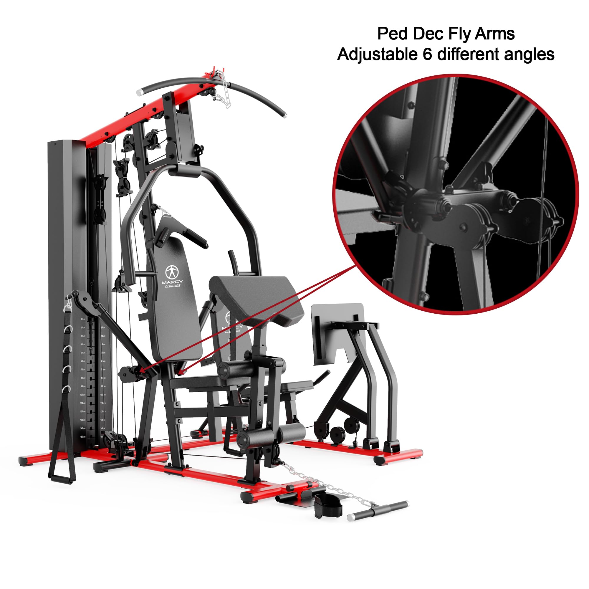 Marcy Multiestación Deluxe HG9000 Multigimnasio para Casa con Leg Press - Resistencia 102,5kg - Polea Alta Media y Baja. PEC DEC Independiente Varios Ajustes Gimnasio Completo