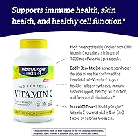 Vista 5 de Healthy Origins Vitamina C (sin OMG), 1,000 mg - Vitamina C vegana - Ácido ascórbico para apoyo inmunológico - Apoya la función celular - Suplemento