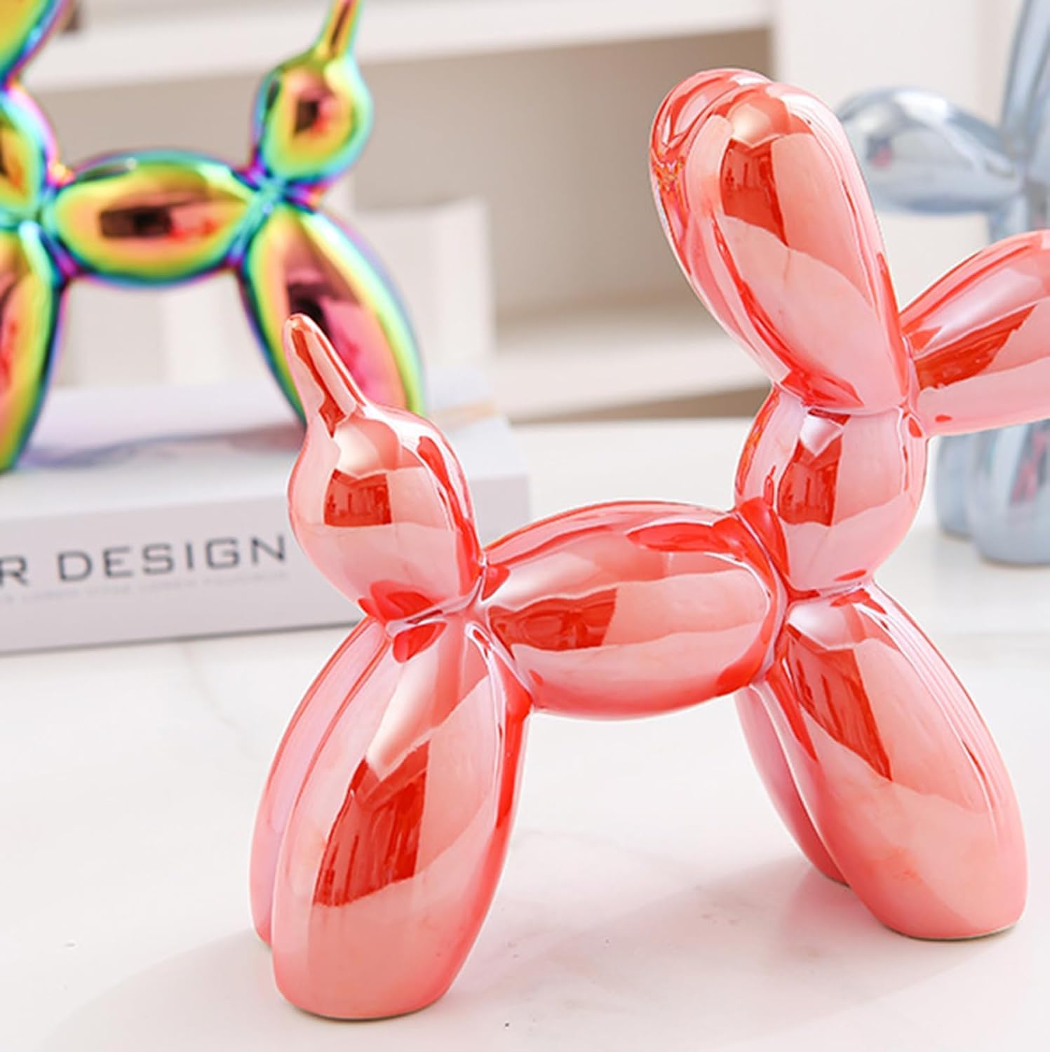 Scultura a forma di cane palloncino, lussuosa statua in resina per decorazione domestica, finitura lucida, ornamento decorativo per soggiorno, camera da letto, ufficio