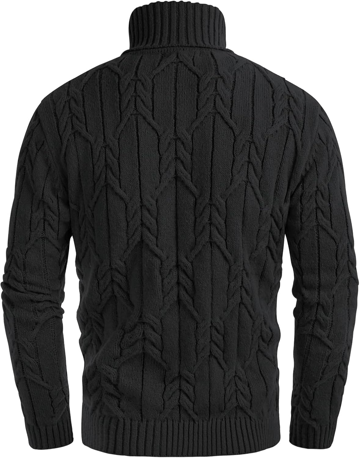 GRACE KARIN Men Turtleneck Sweater Long Sleeve Cable Knit Sweaters Slim Fit Mock Neck Twisted Pullover - Image 5