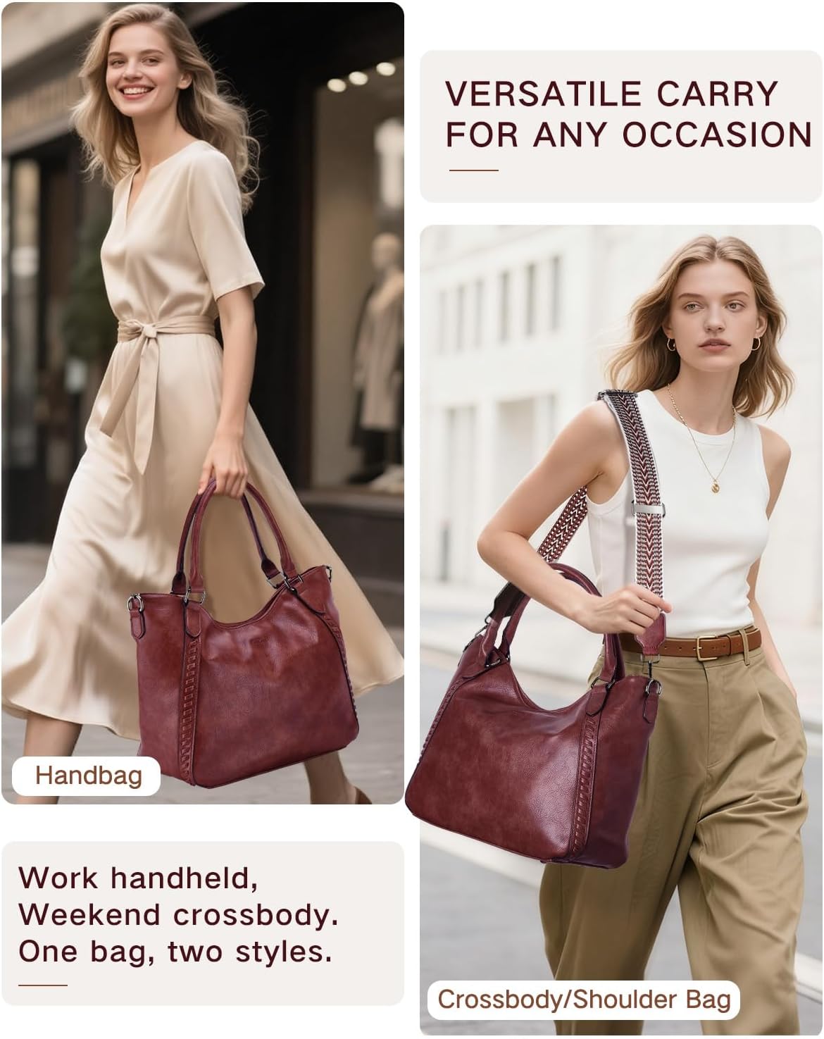 VX VONXURY Handbags for Women Hobo Bag PU Leather Shoulder Bag with Adjustable Shoulder Strap Fashion Crossbody Bag