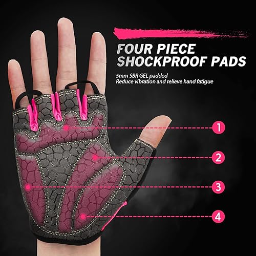 Miniatura 2 de Guantes de bicicleta para hombres y mujeres con almohadilla antideslizante que absorbe los golpes, guantes de ciclismo ligeros de medio dedo