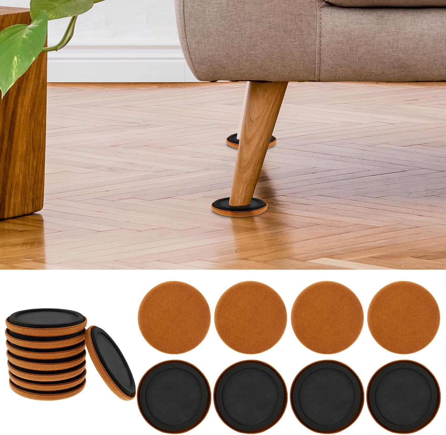 16Pcs Felt Furniture Sliders 3 ½” Felt Furniture Pads Stable Furniture Protectors Practical Multifunctional Furniture Movers Slider for Furniture