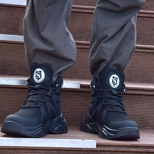 Miniatura 6 de SUADEX Botas con punta de acero para hombre, botas de construcción de trabajo indestructibles, botas de seguridad de trabajo para hombres, botas de