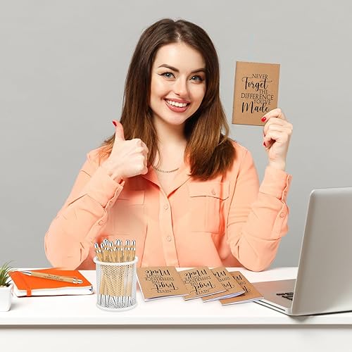 Miniatura 7 de Juego de 36 bolígrafos retráctiles de bambú y cuadernos de papel kraft de bolsillo, diario inspirador que nunca olvides la diferencia que has hecho,