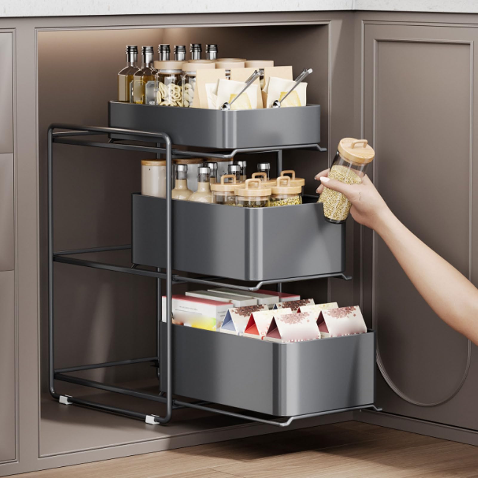 Estante de Almacenamiento Duradero Debajo del Fregadero, Organizador de Cocina y Baño Versátil para Oficinas