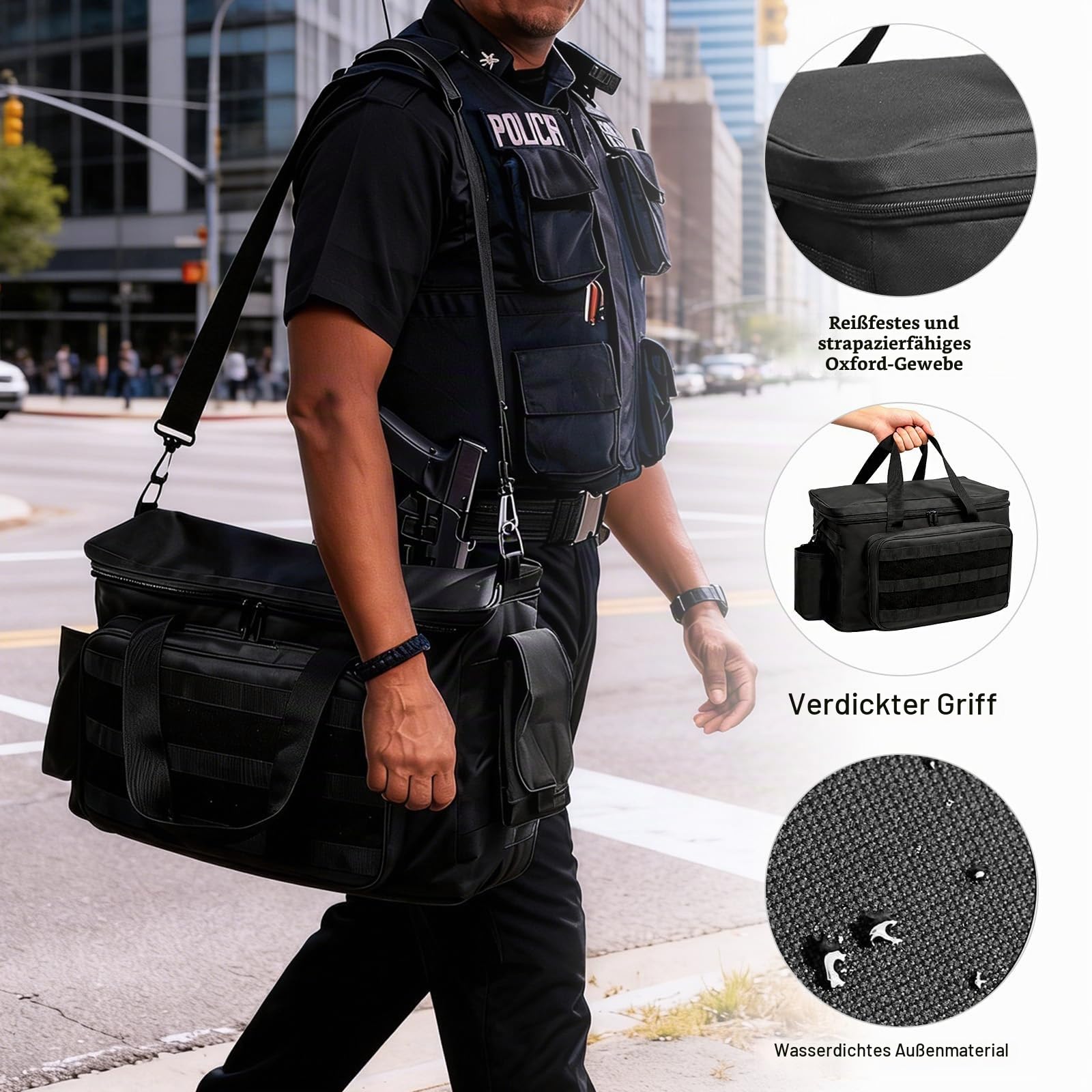 Polizei Tasche Taktische Tasche Range Bag, Waffentasche Molle Organizer Beifahrersitz Auto Vordersitz-Organizer Passend für Beifahrersitz, Reisetasche Militär mit Fach und Getränkehalter