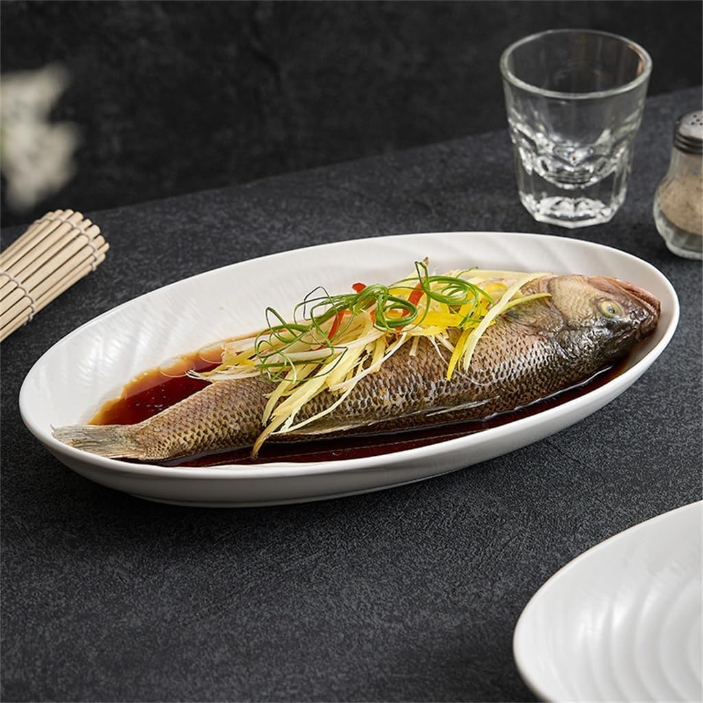 Fish Plate Household Steamer Ceramic Deep Sausage Cold Pork