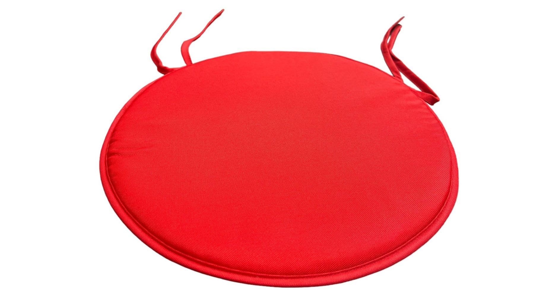 INSAFIANS Waterproof Round Garden Chair Seat Cushions – 35cm Bistro Dining Chair Pads with Ties Indoor/Outdoor Multipacks (RED PK 1)