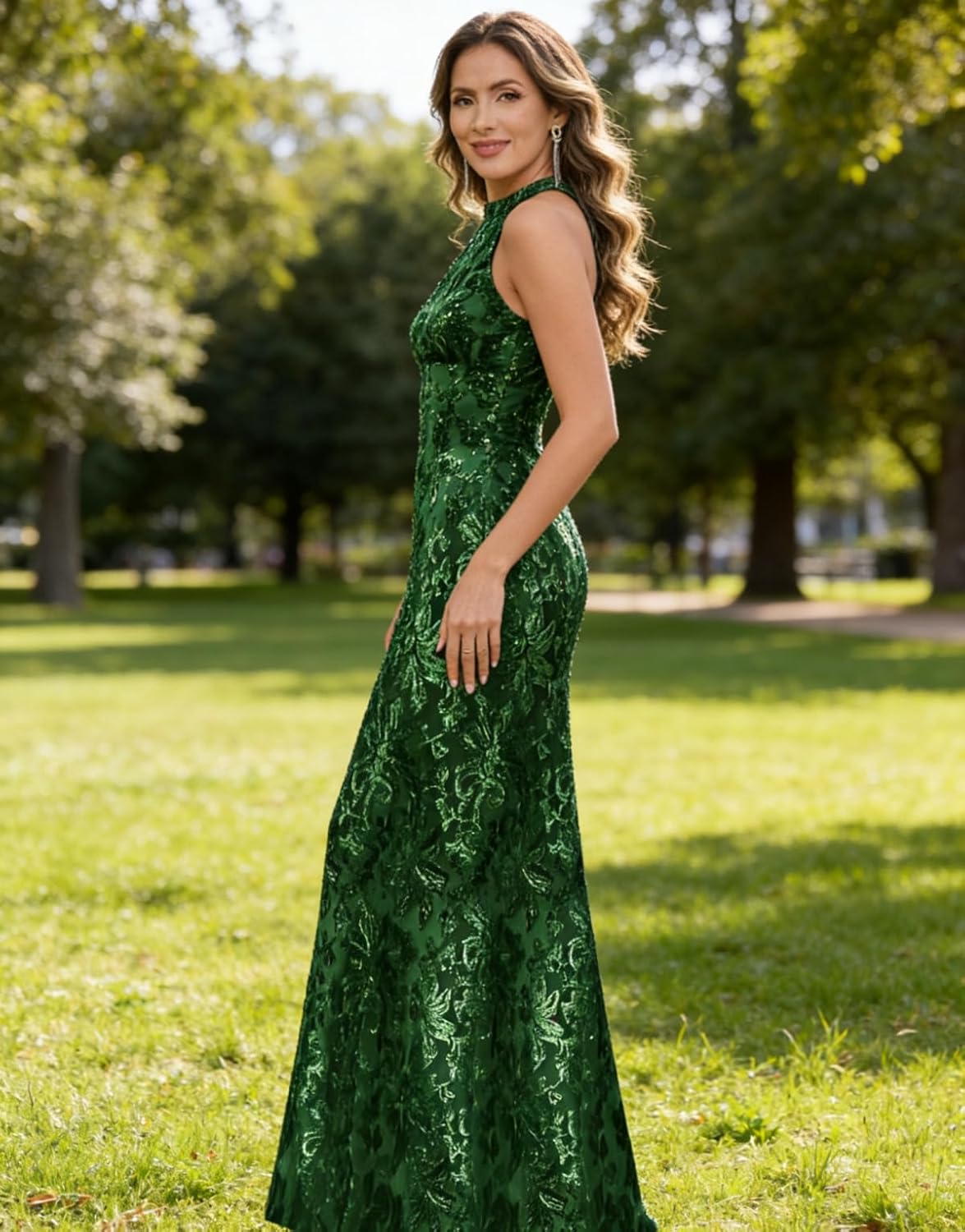 Long Mother of The Bride Dresses Mermaid Off The Shoulder Lace Sequin Evening Formal Dress - Image 2