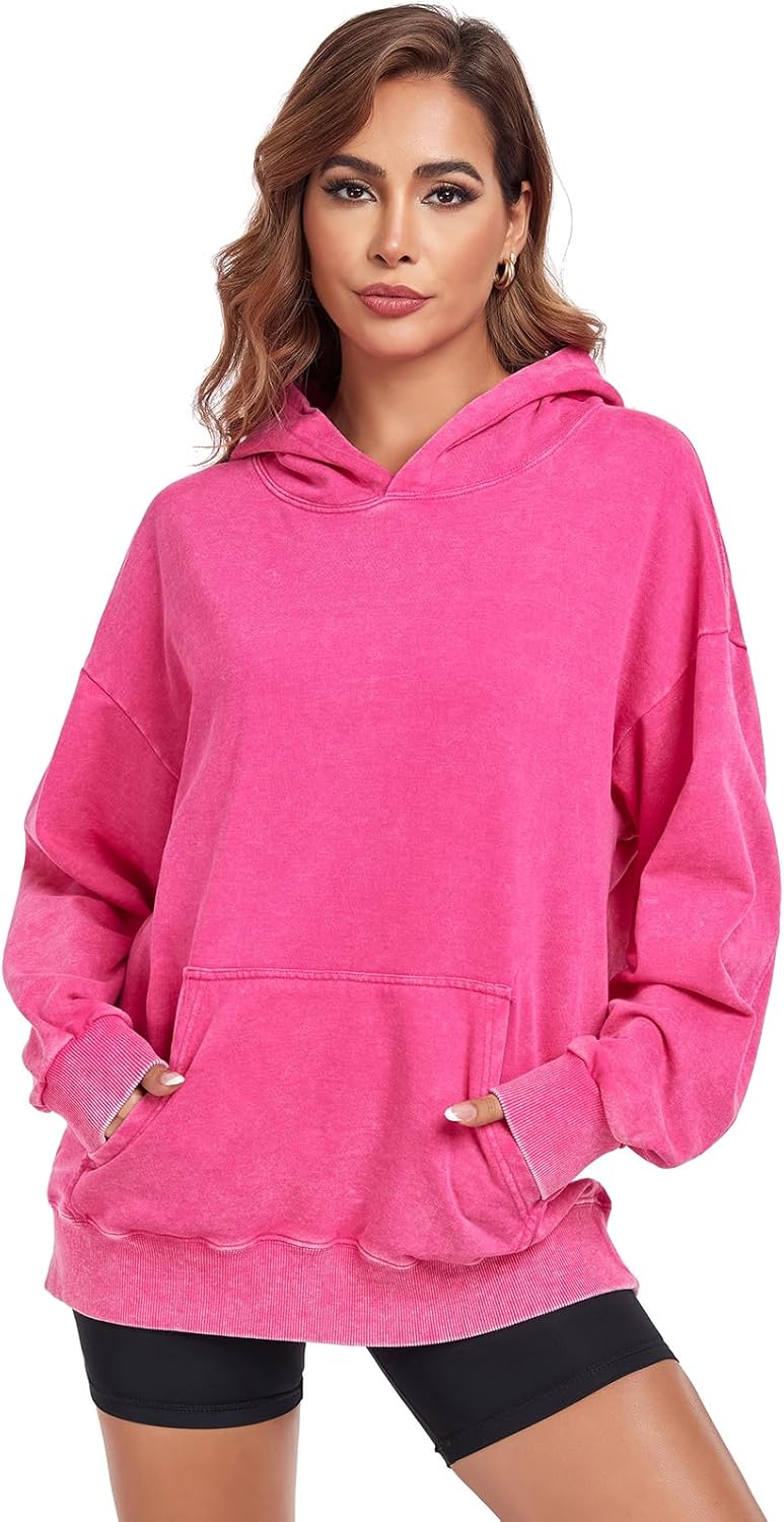 Oversized Hoodies for Men Womens Pullover Sweatshirts Acid Wash Vintage Loose Fit Unisex Cotton Outfits - Image 2