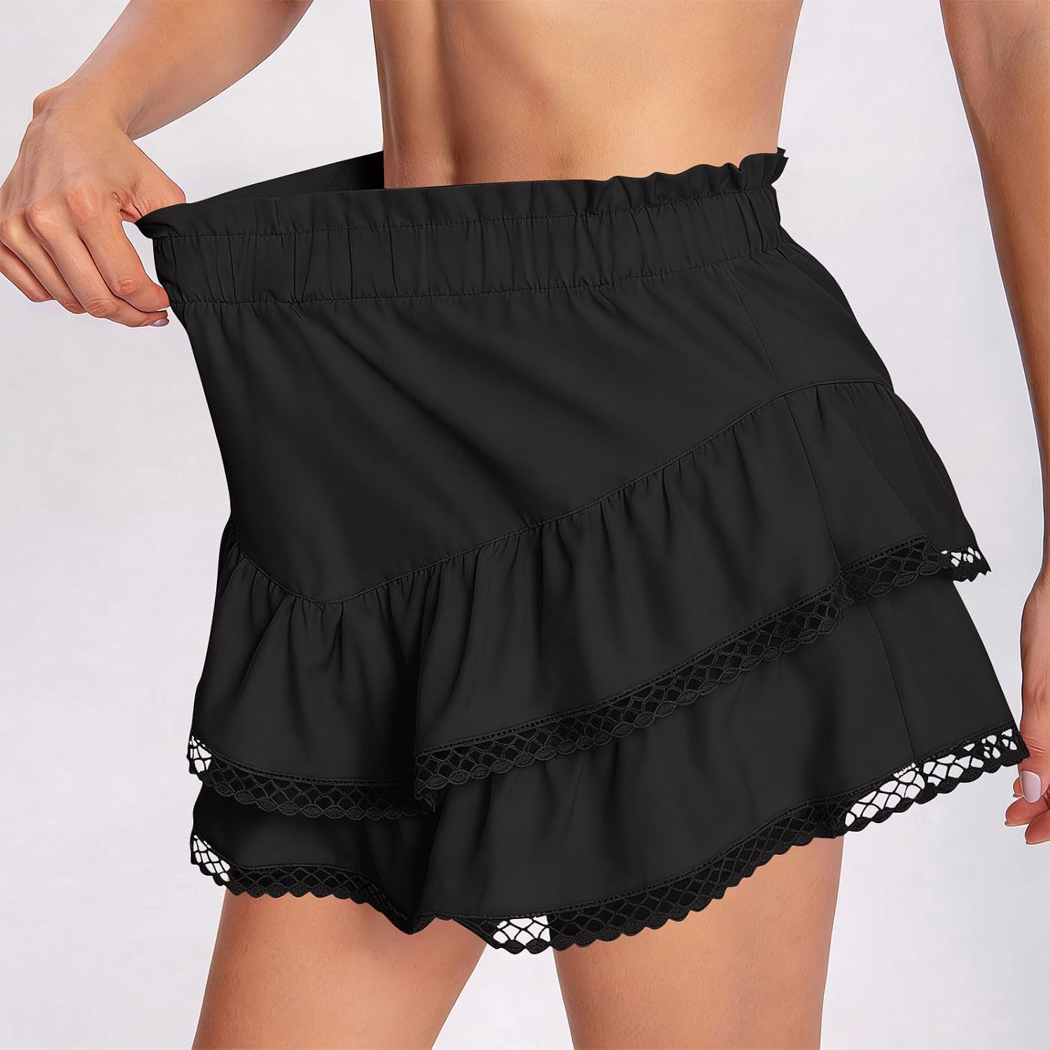 Women's Skort Mini Tennis Skirt with Built in Shorts and Pockets for Golf Pickleball Running Hollow Out Hem Shorts