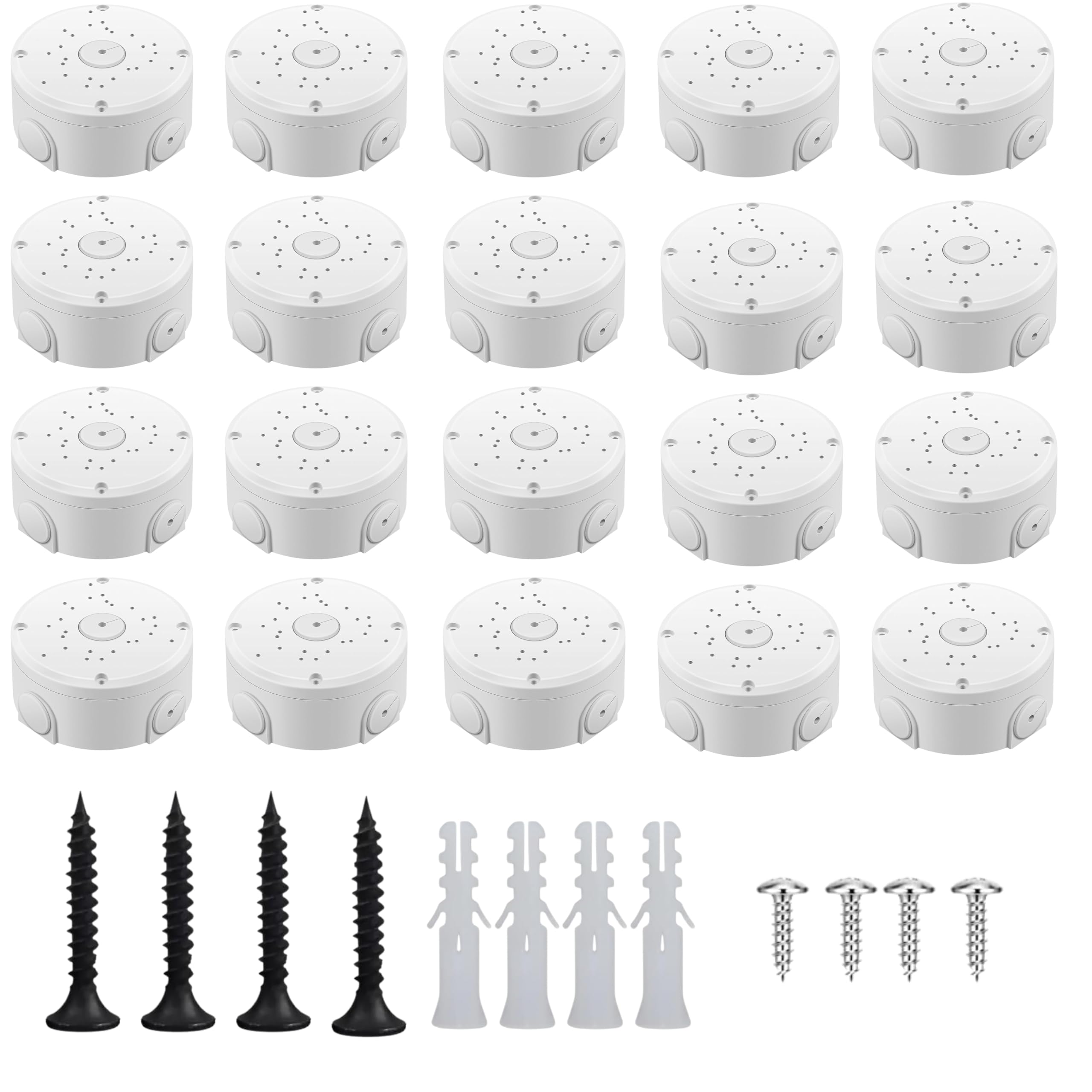 5x5 Inches - Heavy Round Junction Box With 3 Inlets and Covering | ABS Box Waterproof Wall Mounting Brackets for CCTV Camera | Hide Cable - Pack of 20-picture-16