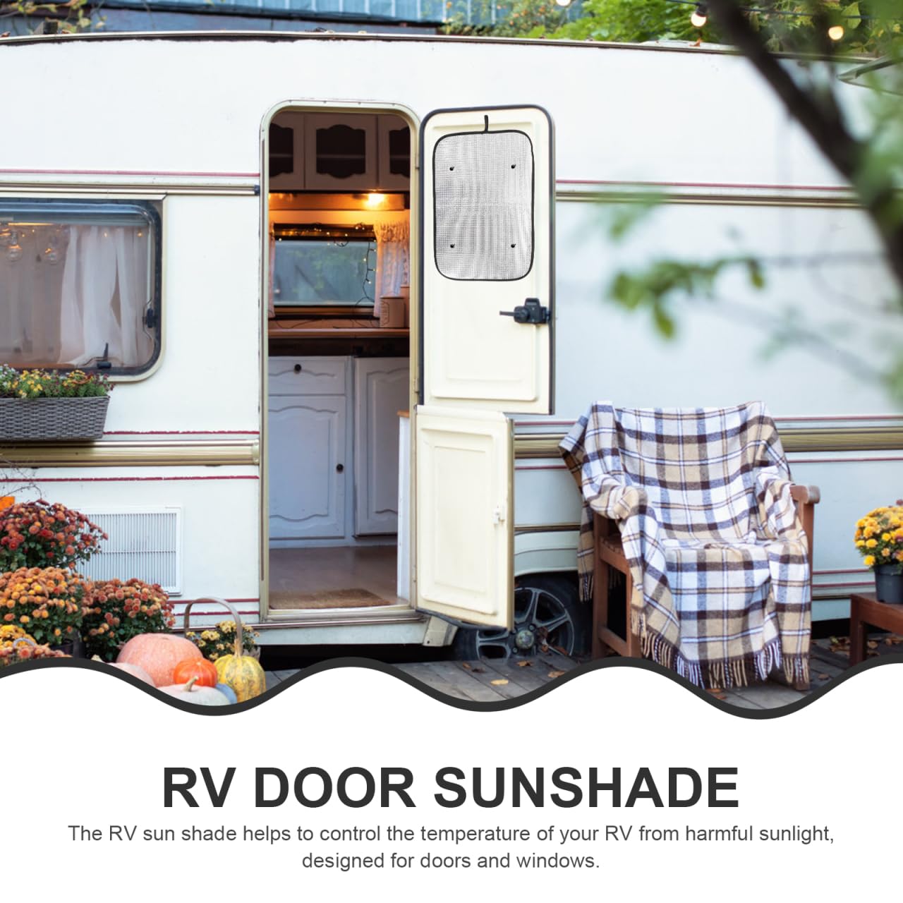 2 Pare-Soleil Camping Car à Ventouse, Pare Soleil Fenêtre Camping Isolation Thermique Cache Voiture pour Porte Lors Vacances, 60x40cm