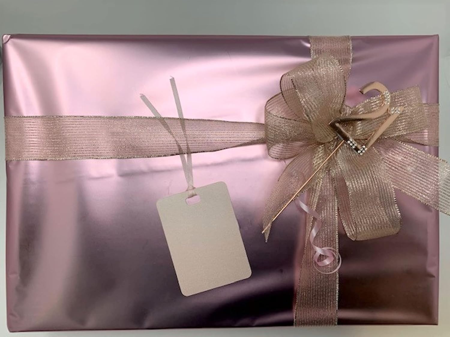 21st Birthday Rose Gold Gift Wrapping Paper Rose Gold Stripe Ribbon and