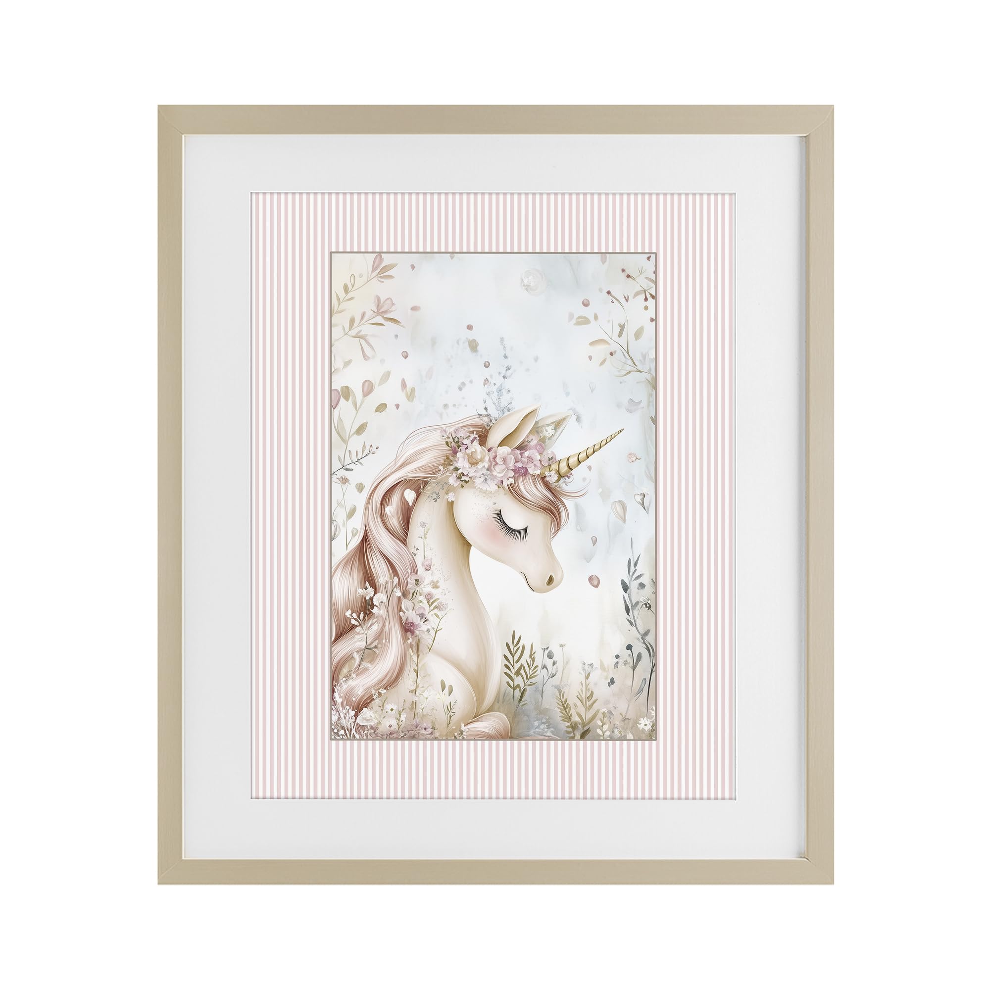 Stupell Industries 'Enchanted Dreams Unicorn', Framed Print Under Glass, Brown, 17 x 21 Inches, Easy to Hang and Sturdy, Made in USA, by Christine Simpson Art