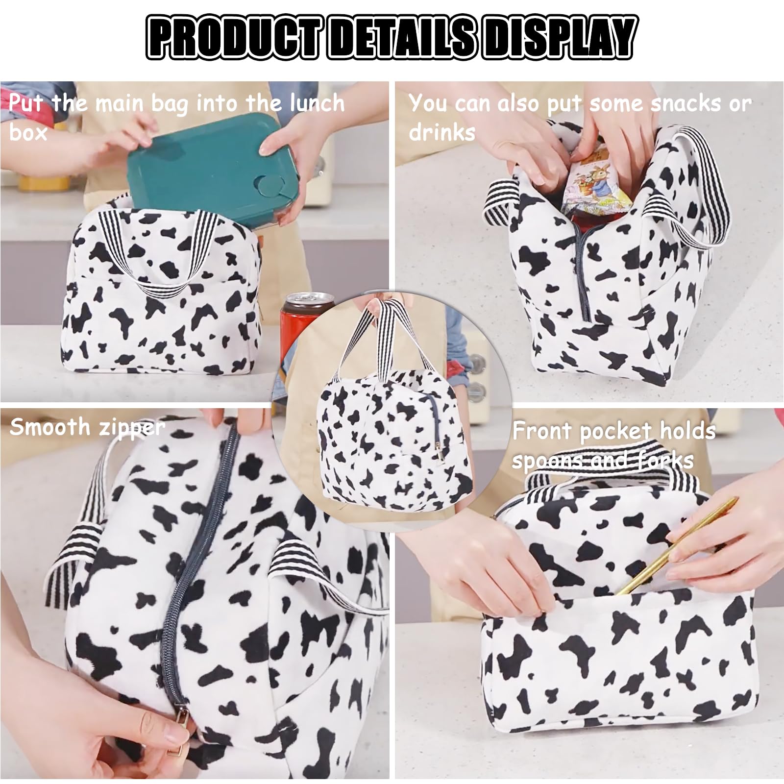 Borsa Termica Portapranzo Con Stampa Fragola - 26x18x21 Cm, Per Ufficio, Scuola E Picnic - Foto 6