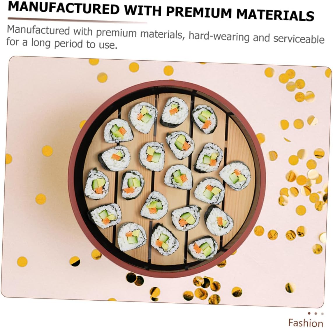 Salmon Sushi Plate and Japanese Sashimi Tray Set with Draining Board, Reusable 24.5cm Sushi Serving Platter for Daily Use and Dinner Presentation