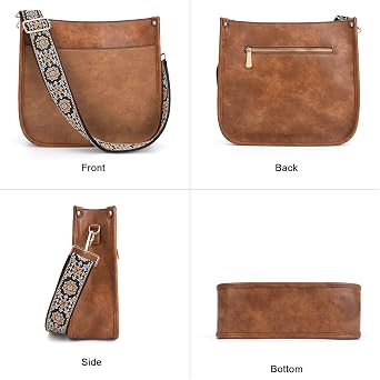 HKCLUF Crossbody Bags for Women Trendy Vegan Leather Hobo Handbags With 2PCS Adjustable Guitar Strap Shoulder Bucket Bags