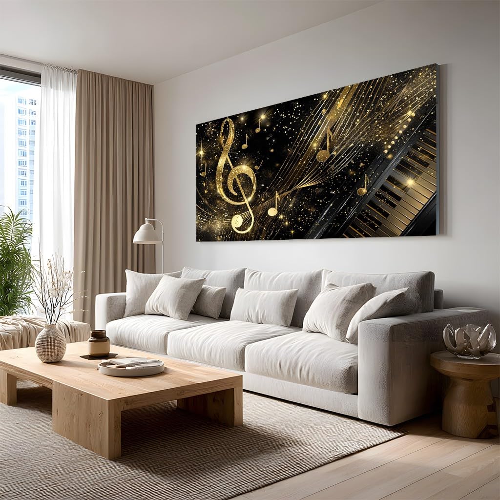 Generico Musicale Chiave di Violino Quadri Per La Camera Da Letto 80x120 cm | Rock Pianoforte Quadri Moderni Soggiorno Su Tela Stampa Da Parete Lusso Nota Musicale Grandi Dimensioni Per Ufficio E Salotto