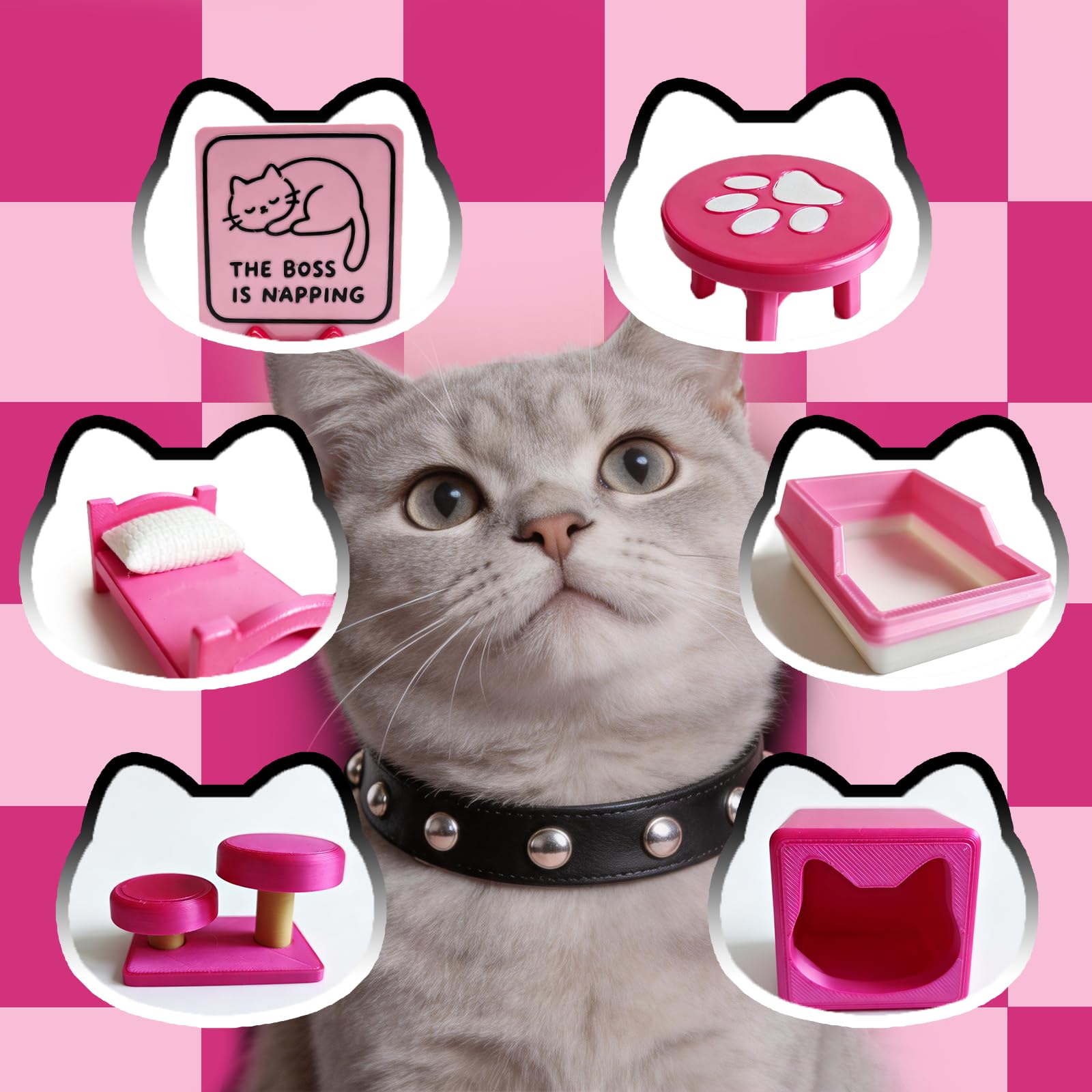 Regalos de gato para mujeres, mini jardín zen para escritorio, divertido kit de terapia de bandeja de arena de escritorio, accesorios de escritorio, suministros de oficina, regalos únicos para