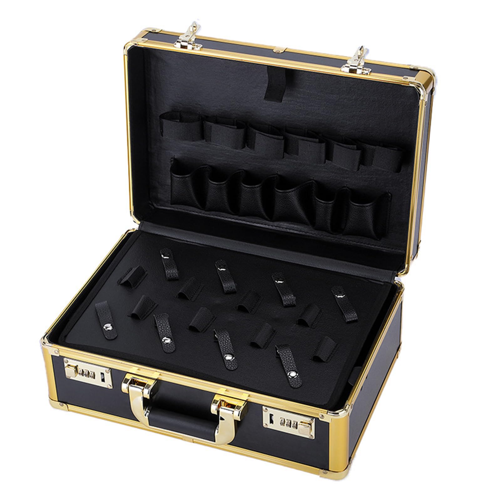 Brrnoo Valigetta Trucco, Grande Capacità, Lucchetto a Combinazione, 39,3 | Organizer per Strumenti Parrucchiere, Guscio in Alluminio, Rivestimento in PVC, Uso in Salone e Viaggio, Portaoggetti per