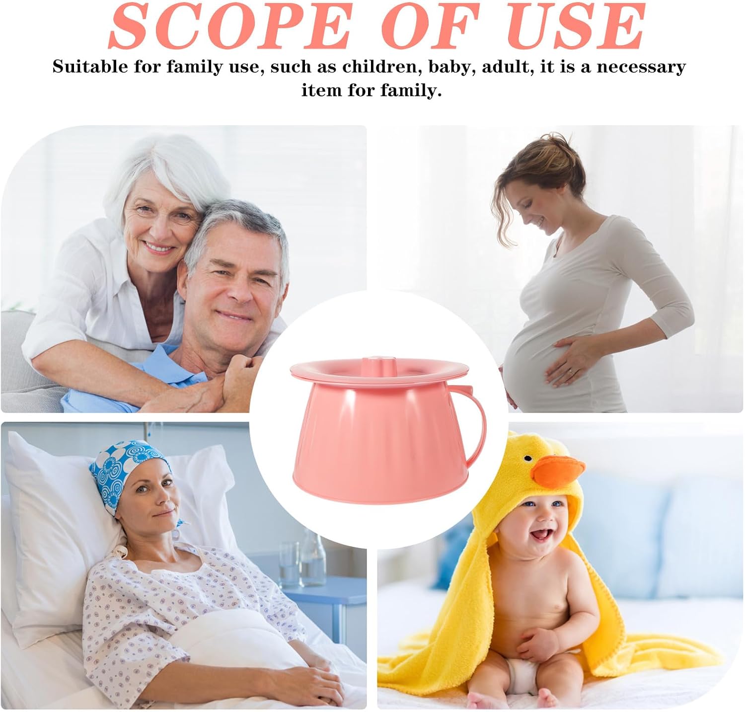 Portable Urine Bedpan with Lid Thickened Plastic Chamber Pot for Elderly, Bedroom Bedside Urinal Bucket with Handle for Home Care