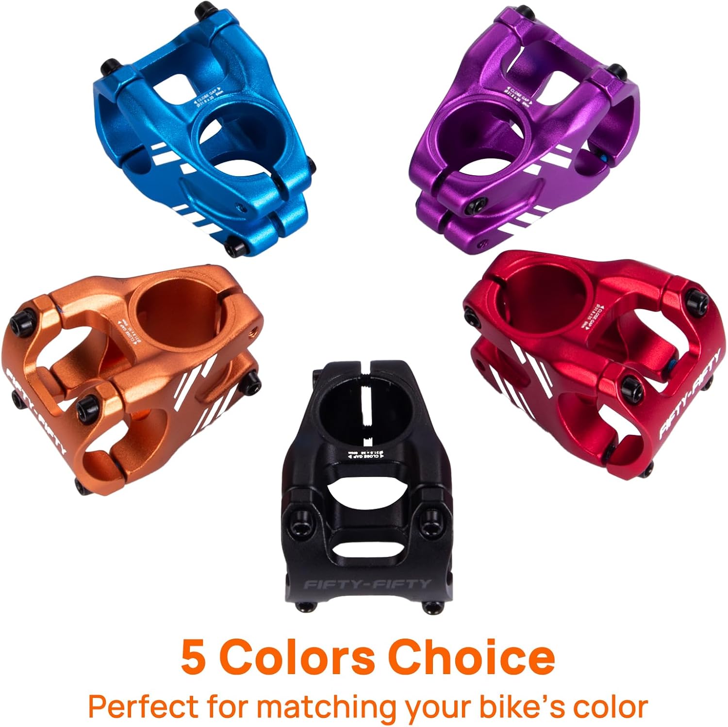 FIFTY-FIFTY Mountain Bike Stem, Aluminum Alloy Short MTB Stem, Suitable for 1-1/8 Steer Tube 31.8mm Bicycle Handlebar, Fits for All Mountain, Endure, Downhill, Freeride