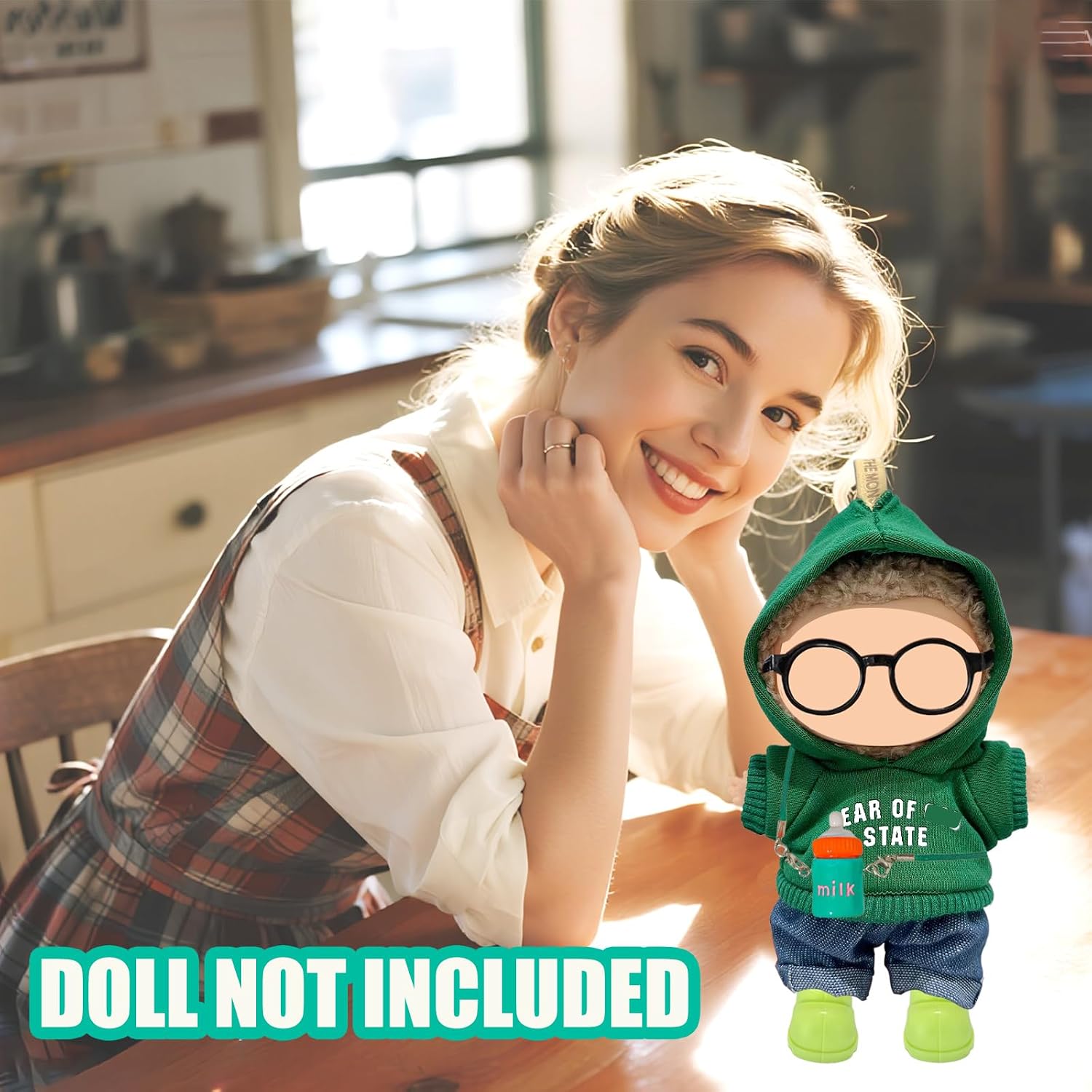for Labubu Clothes 9-Piece Set - Hoodie, Jeans, Headphones, Camera, Bell & Case for 17cm Doll | Kawaii Fashion Outfit for La Bubu Dolls Collection, Photoshoot & Display (Doll Not Included) image 5