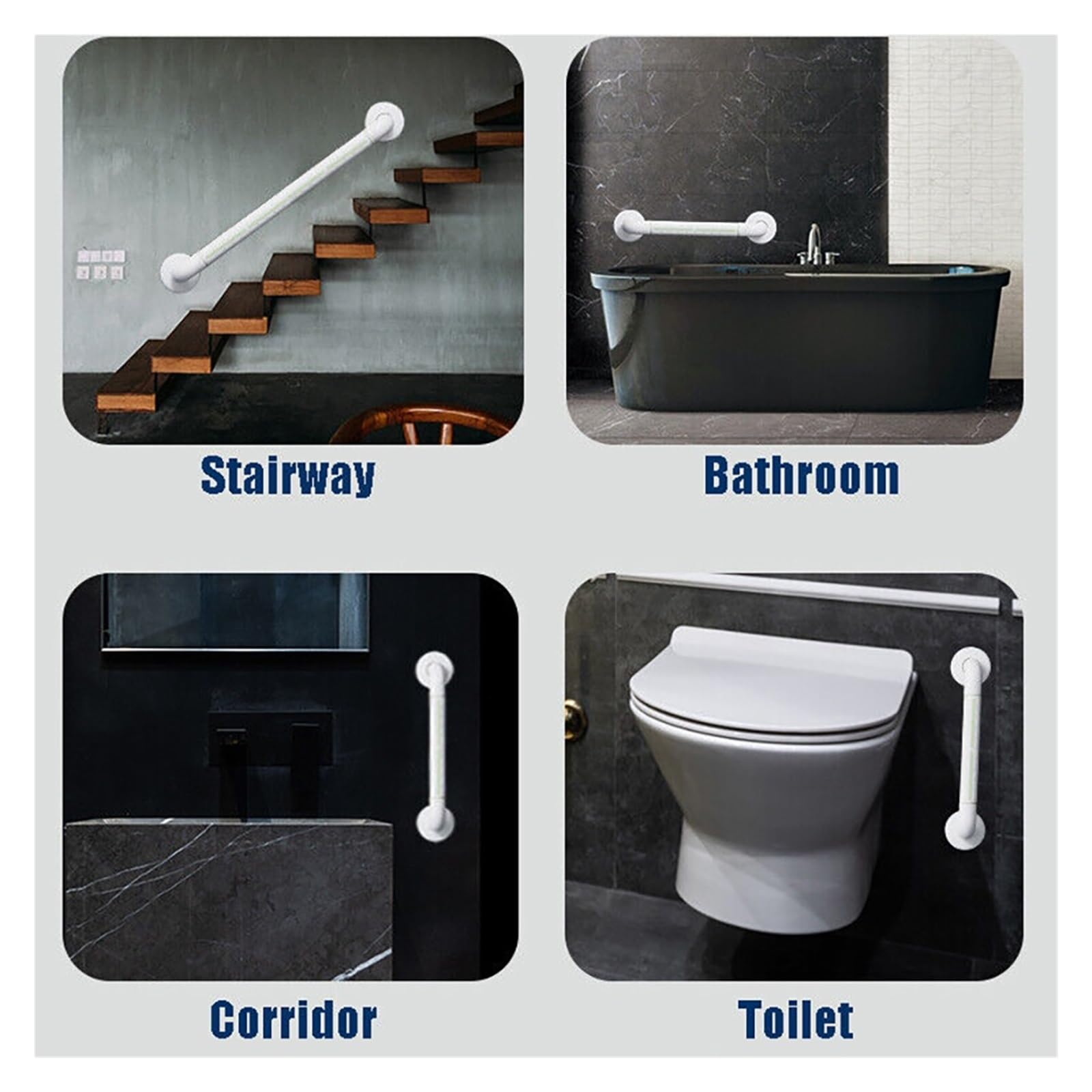 Maniglie per Bagno 30/40/50cm Barra di sostegno for vasca da bagno con impugnatura sicurezza, corrimano supporto for WC luminoso for disabili Per Vasca(40cm)