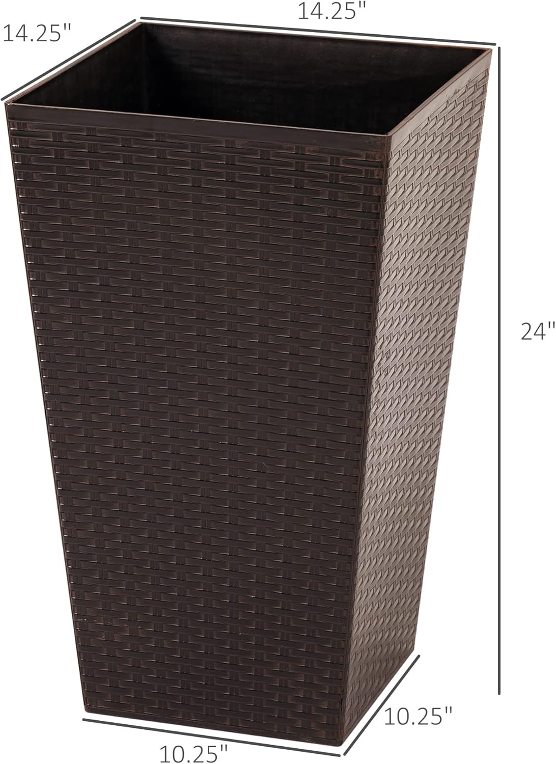 Set of 3 Tall Planters with Drainage Hole, Outdoor Flower Pots, Indoor Planters for Porch, Front Door, Entryway, Patio and Deck, Brown