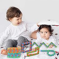 Vista 1 de 50 piezas al azar de 24 enlaces de pistas locas a presión y clic, juguetes sensoriales para dedos, rompecabezas de serpiente para aliviar el estrés