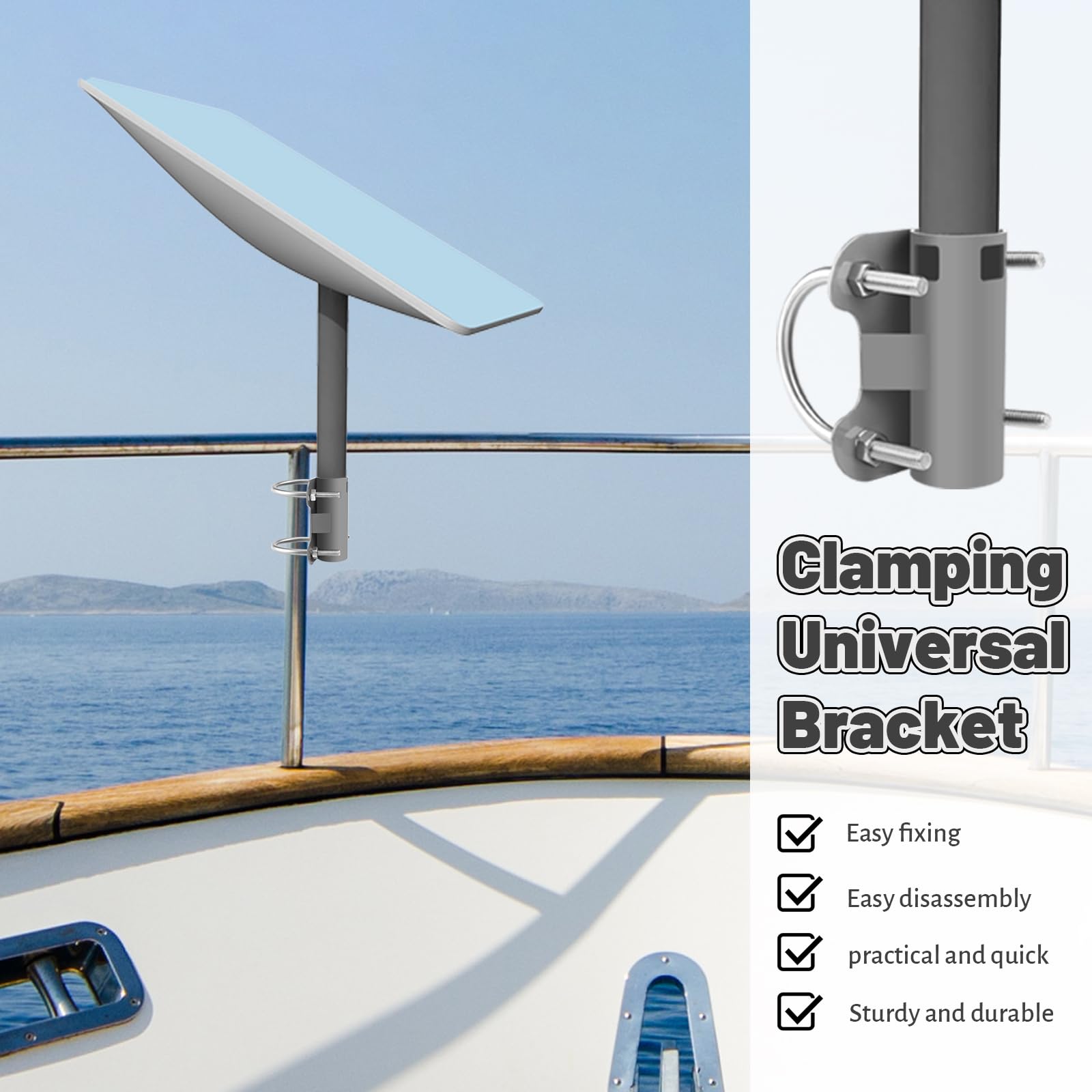AFAIK Staffa per tubo per palo dell'antenna per Starlink Set di staffe di montaggio per palo dell'antenna a ciotola Staffe per antenne paraboliche Accessori Starlink Adattatore per staffa Starlink a f