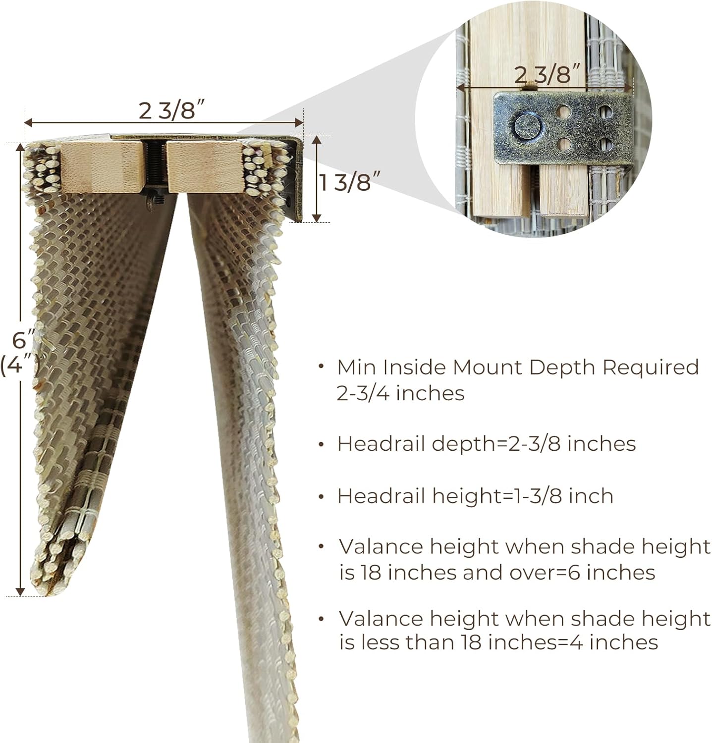 TWOPAGES Natural Woven Shades Cordless Roman Shades Custom Size No Drill Blinds for Indoor Windows,Straw Yellow,M Series Rae Collection