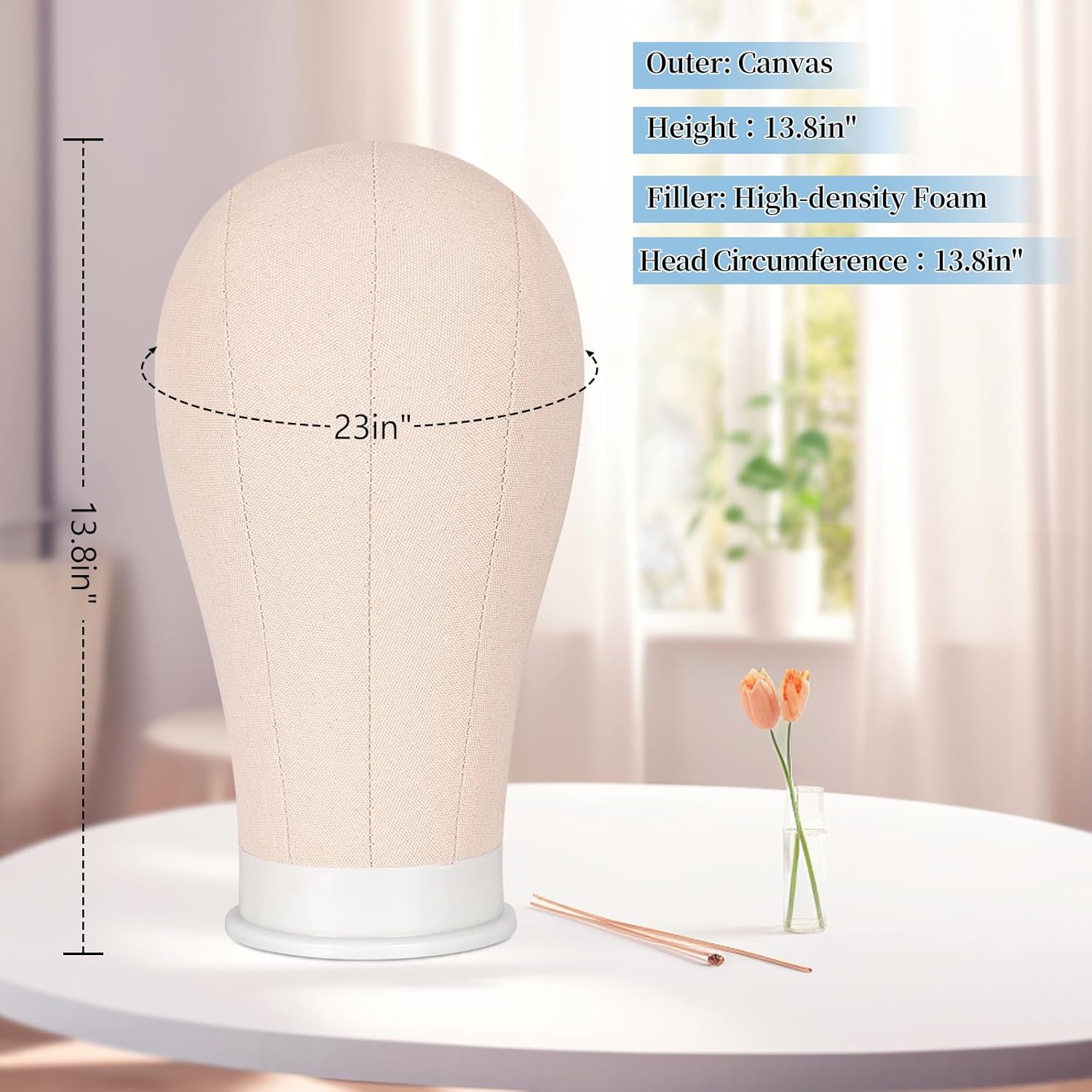 63In Wig Stand Tripod with 23In Head, Canvas Wig Head Stand with Mannequin Head for Wigs Manikin Head Block Set for Wigs Making Display