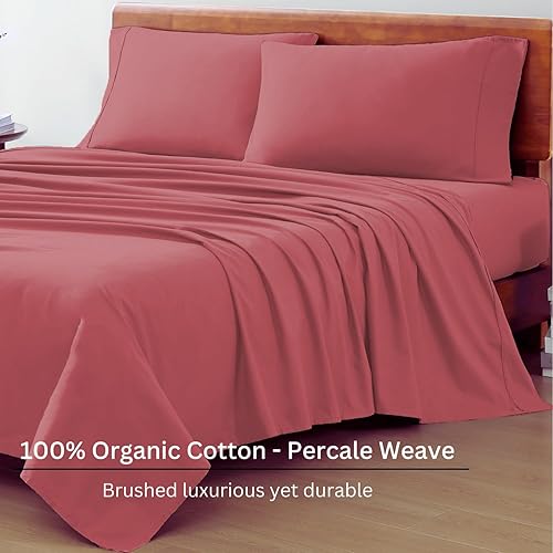 Miniatura 3 de LANE LINEN - Juego de sábanas tamaño individual 100% algodón orgánico percal de fibras largas, 3 piezas, suave, transpirable, para colchones de