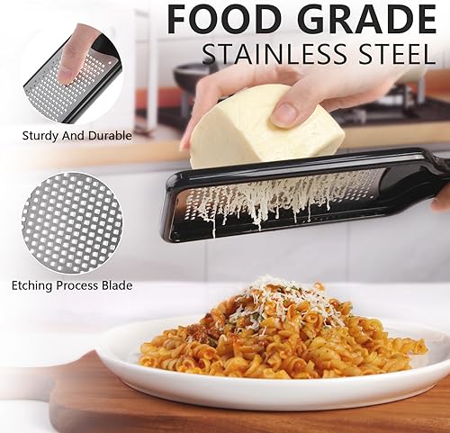 Miniatura 2 de LHS Rallador de queso cítrico y limón, herramienta de cocina de acero inoxidable para queso parmesano, jengibre, ajo, nuez moscada, chocolate,