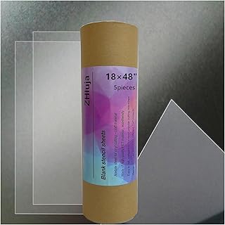Clear Craft Plastic Sheets, Blank Stencil 18" x 48" 5 Strong and Flexible Transparent Acetate Mylar Sheet for Cricut