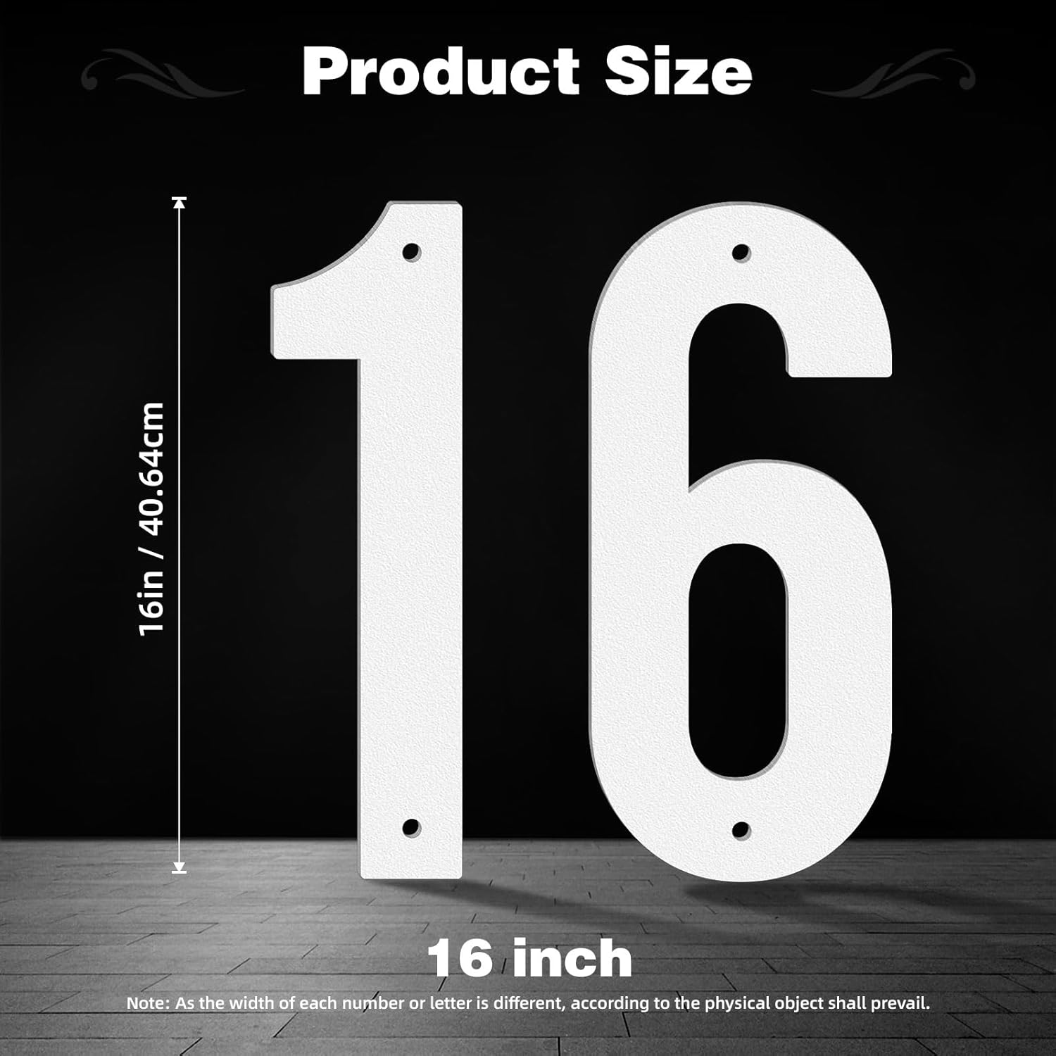 16 Inch Metal House Numbers, White Metal Numbers and Letters, Outdoors Mailbox Numbers and House Numbers, Modern House Address Signs, Suitable for Houses, Apartments, Streets, Outdoors(6)