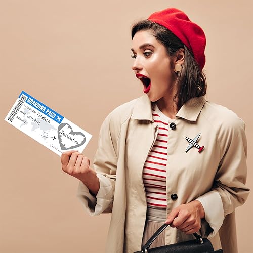 Miniatura 3 de Tarjeta de embarque de boletos de viaje sorpresa para rascar (1 juego), tarjeta de rascar plateada de 3.5 x 8 pulgadas, regalo para vacaciones,