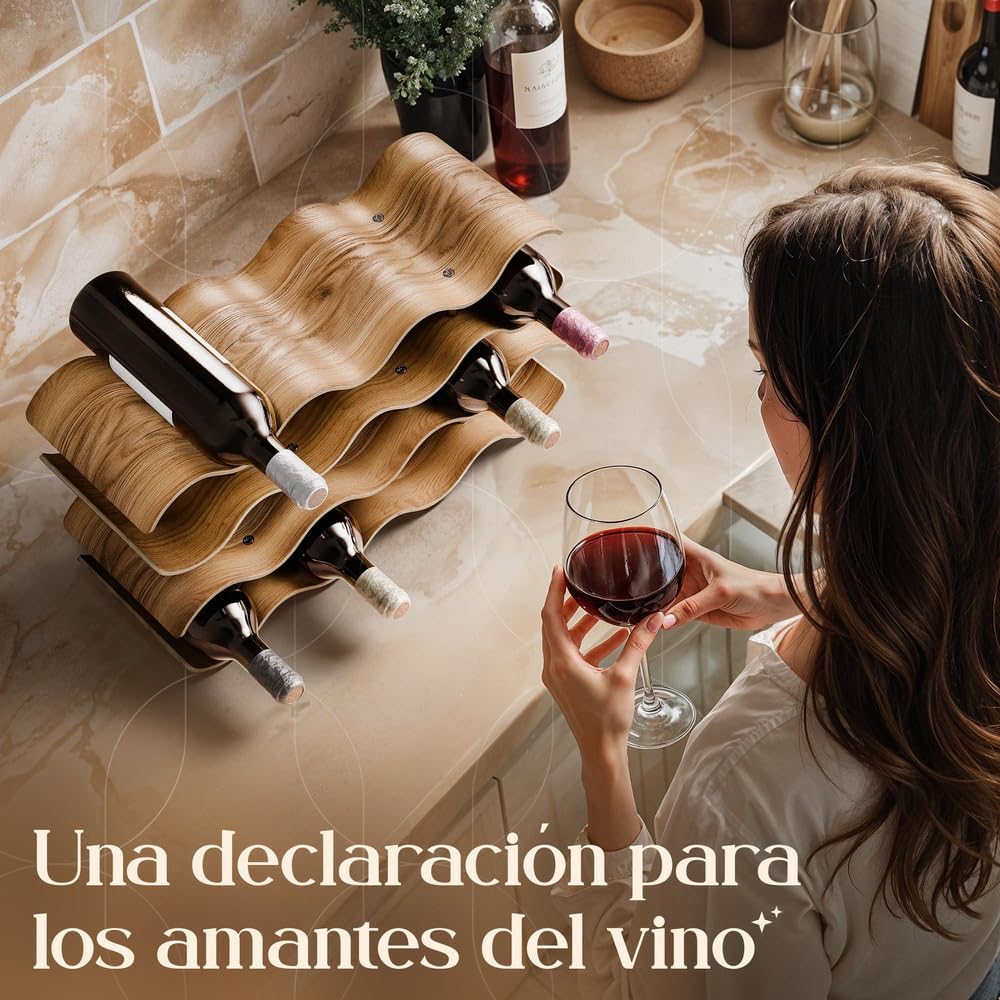 Dreiklang - be smart Botellero de Madera para 14 Botellas | Estable y autoportante, diseño Moderno y Decorativo | Compacto y Ahorra Espacio, pequeño y Estrecho, 4 Niveles (43 × 37 × 15,7 cm) — view 2