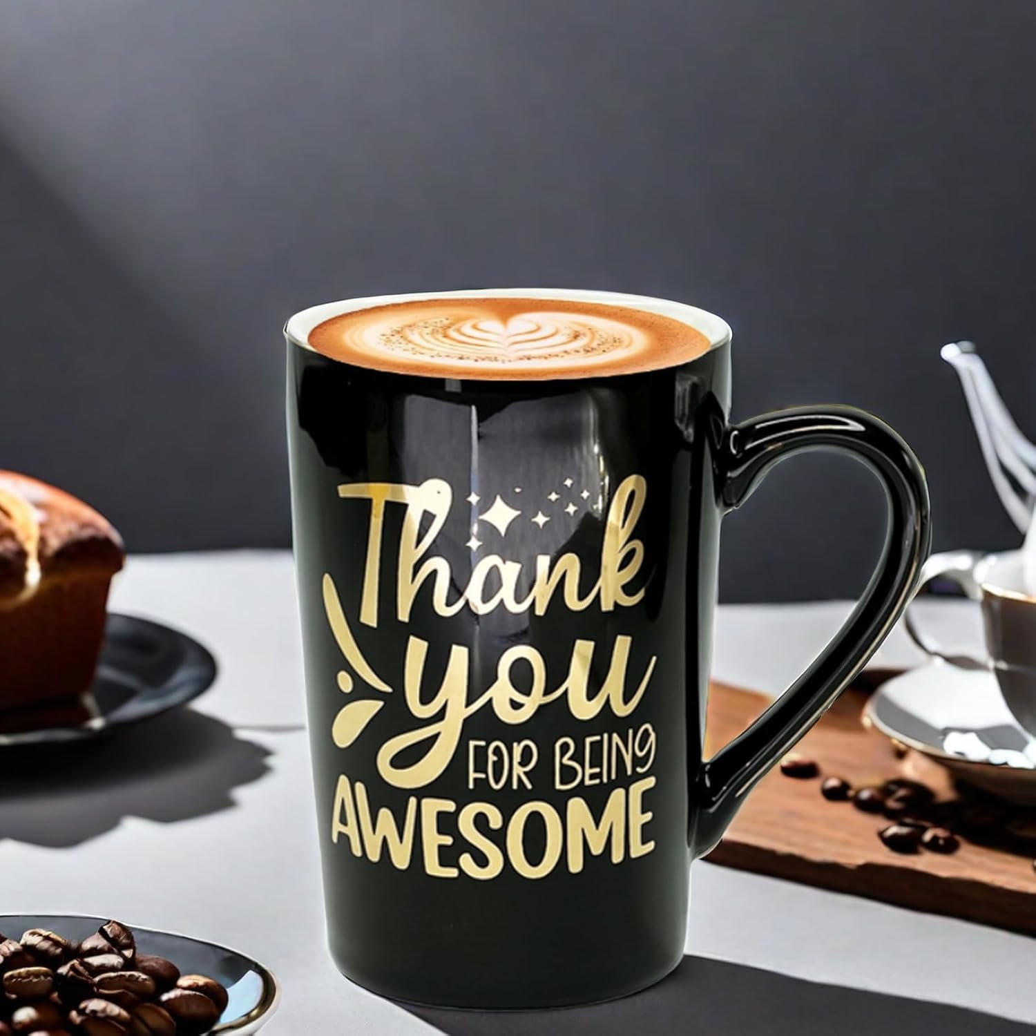 CLVJQ Thank You Gifts for Women - Employee Teacher Coworkers Appreciation Gifts - Inspirational Birthday Christmas Presents for Families Friends - Thank You for Being Awesome Coffee Mug 14oz(Black) - Image 3