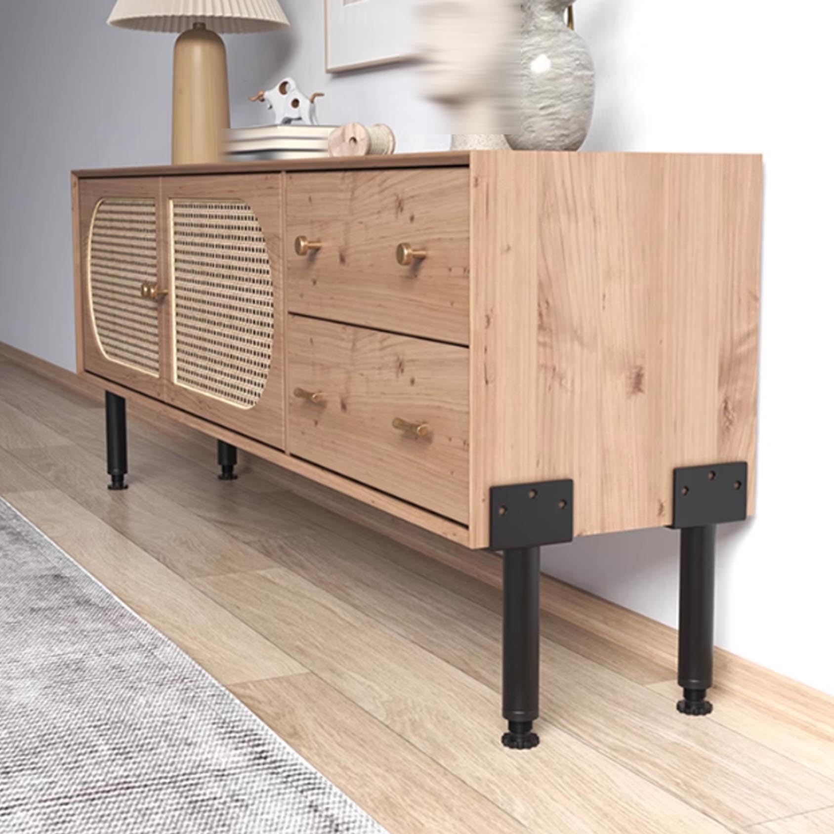 Patas ajustables de metal negro para muebles, paquete de 4 unidades de 30 cm de altura para sofá, cama, armarios, mesitas de noche y muebles de baño, patas de repuesto duraderas y elegantes