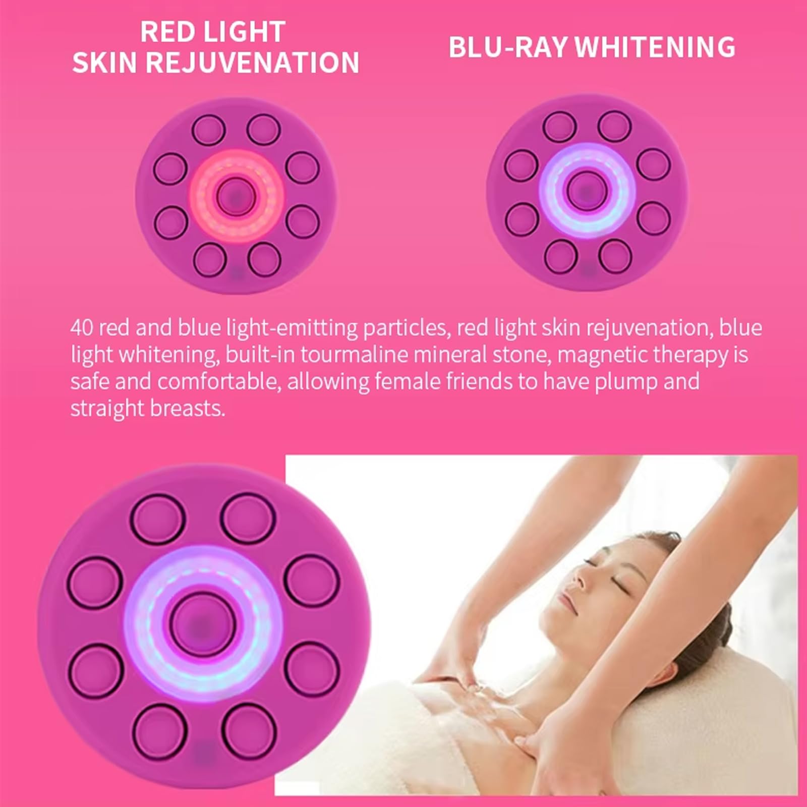 Appareil Chauffant pour l'augmentation Mammaire, Appareil Électrique De Beauté des Seins avec Compresse Chaude, 3 Réglages De Vitesse, Dissimulation Portable, Thérapie par Lumière Rouge