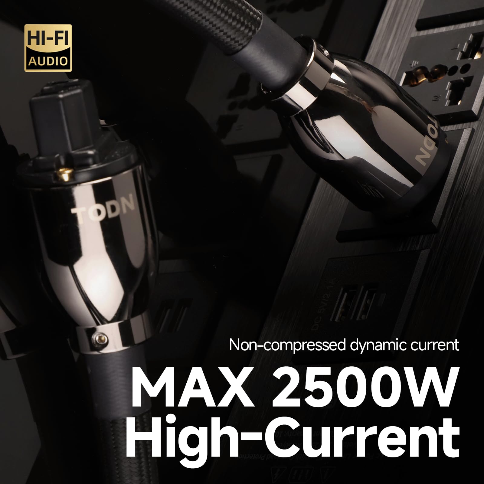 TODN HiFi OCC Netzkabel C15 1,5 m Kaltgerätekabel mit EU Schuko & IEC Plugs | 3×3,2 mm² Leiter, OFC Geflechtschirm, 24K Goldkontakte, Baumwollmantel & Kupfergehäuse für Verstärker und Audioanlagen