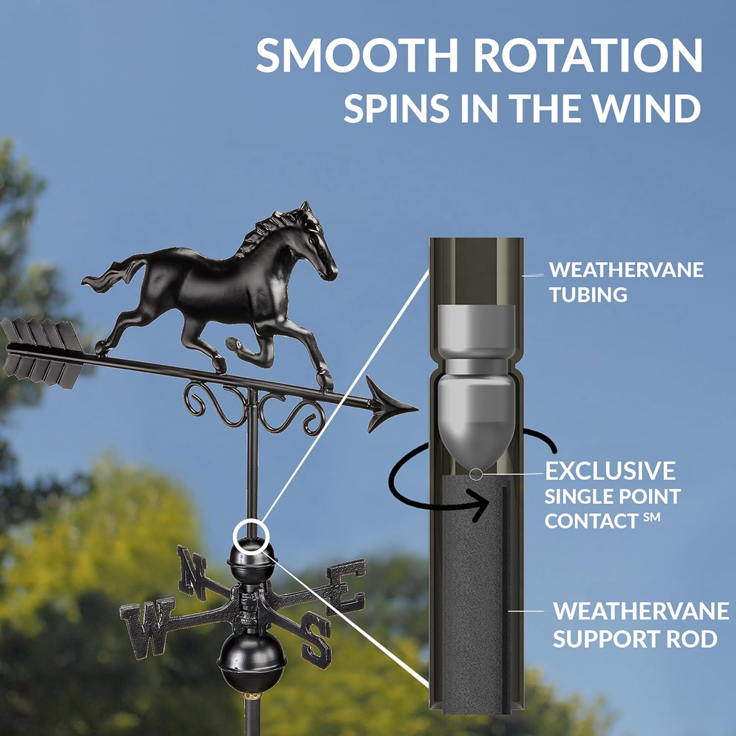 Galloping Horse Weathervane 1974K - Black Finish by Good Directions, 24"L x 15"H